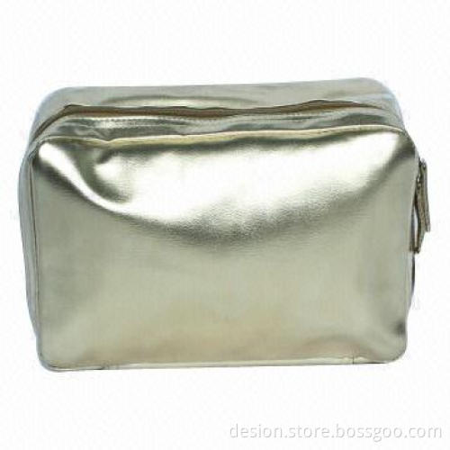 Cosmetic Bag, Made of Gold PU Material, Various Designs and Sizes Welcomed